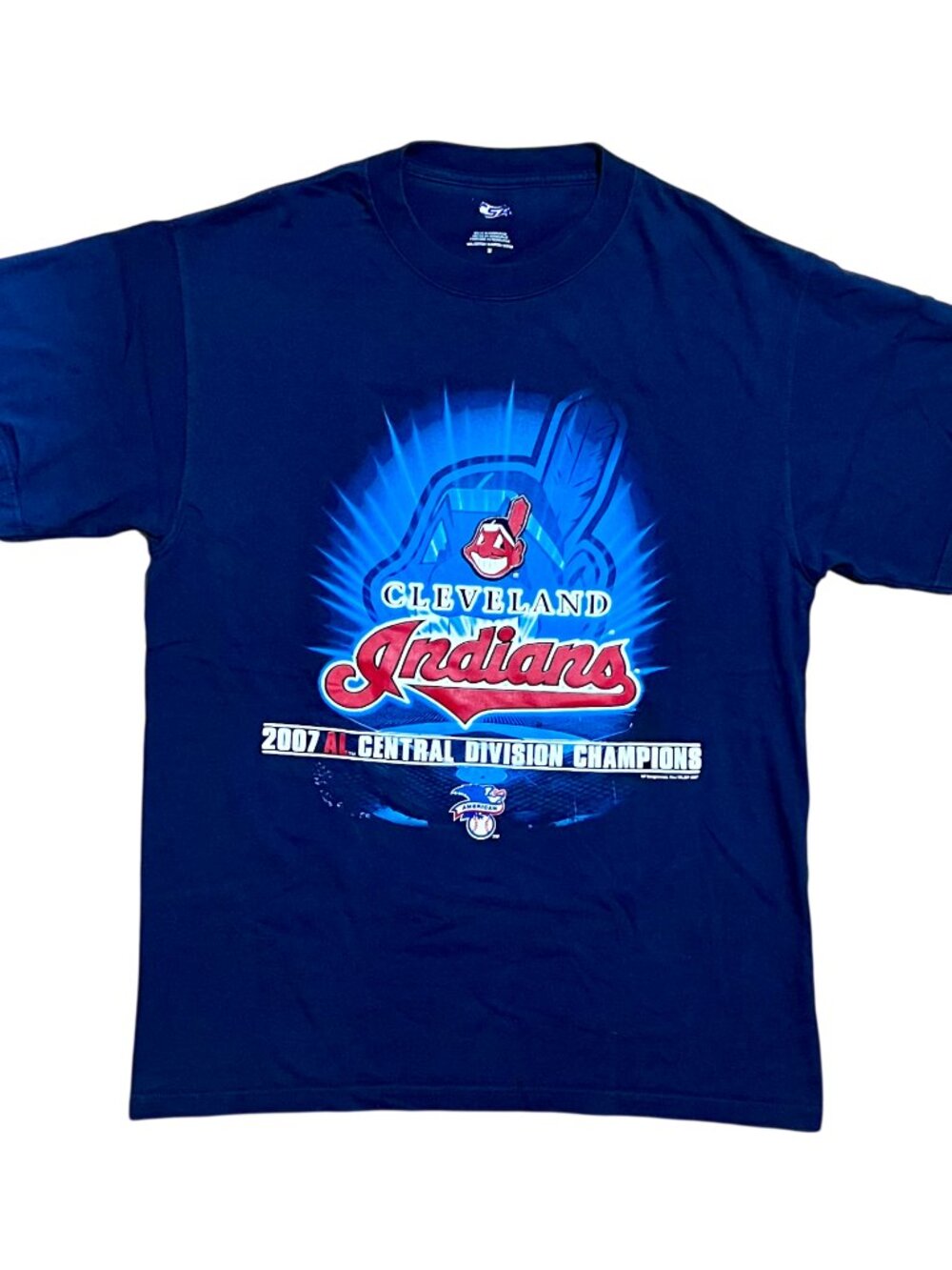 Cleveland Indians Chief Wahoo Division Champs Vintage T-Shirt, Men's Medium